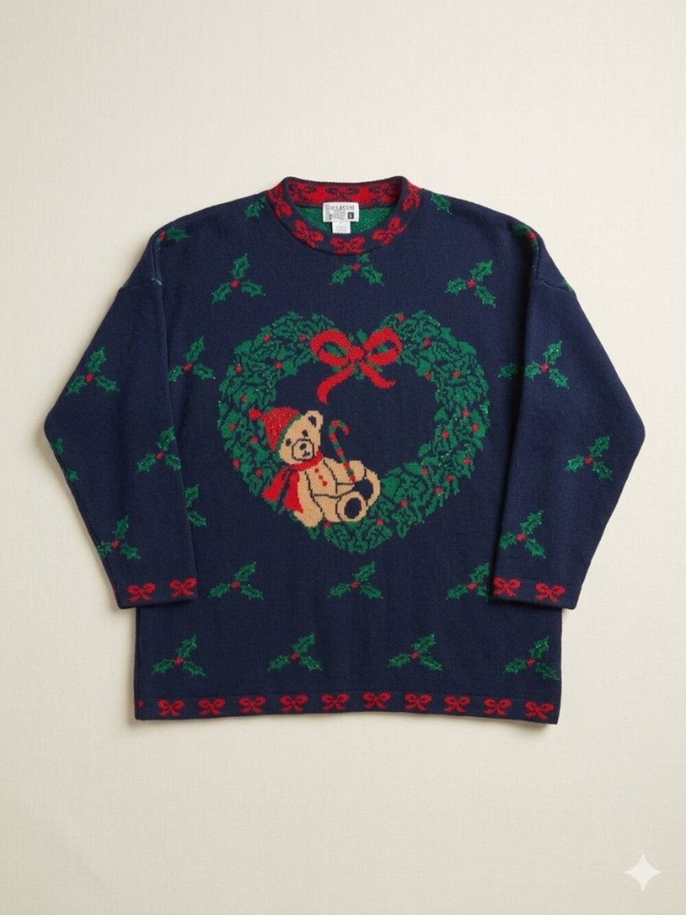 VTG Adele Knitwear Teddy Bear Christmas Sweater 3X Plus Size Oversized